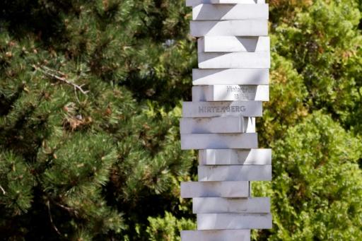 A stele monument was erected in 2024 to commemorate the victims of the Hirtenberg camp — Jure Cufer / AFP