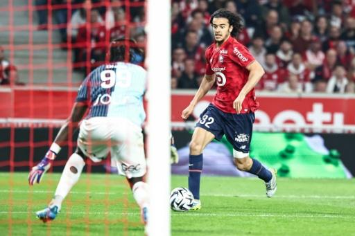 Le milieu de terrain marocain Ayyoub Bouaddi, sous le maillot de Lille en Ligue 1 contre Le Havre, le 3 mai 2026 au stade Pierre Mauroy à Villeneuve-d'Ascq — Sameer Al-DOUMY / AFP
