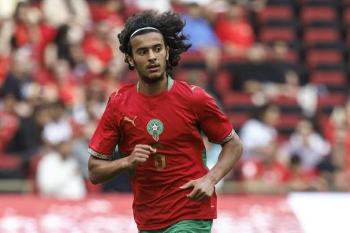Le nouveau milieu de terrain de Manchester City, Ayyoub Bouaddi, lors d'un match amical avec le Maroc contre Madagascar à Rabat, le 2 juin 2026 — Abdel Majid BZIOUAT / AFP