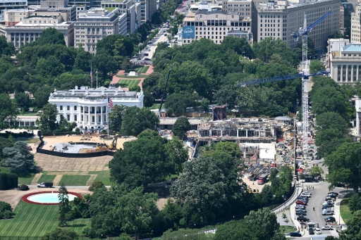Las obras de construcción del salón de baile en la Casa Blanca, fotografiadas el 30 de junio de 2026 desde el Monumento de Washington — Alex Wroblewski / AFP
