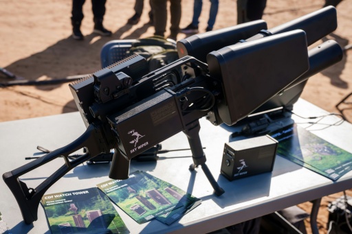 A Lithuanian SkyWiper anti drone weapon on display at anti-drone international military exercises hosted by Latvia in 2025 — Gints Ivuskans / AFP