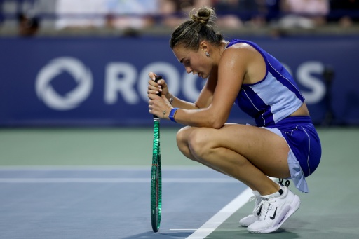 La Bélarusse Aryna Sabalenka lors de son 8e de finale contre la Russe Ekaterina Alexandrova au WTA 1000 de Toronto, à Toronto, le 8 août 2026 — MATTHEW STOCKMAN