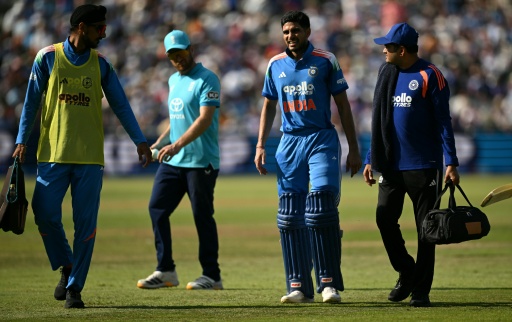India captain Shubman Gill walks back to the pavilion after retiring hurt on 80 during the first one-day international against England at Edgbaston