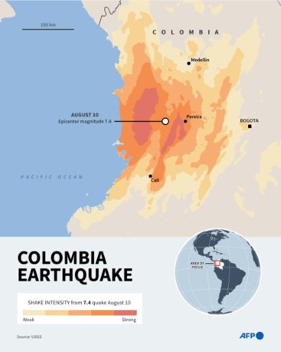 The 7.4-magnitude earthquake hit the western parts of Colombia — John SAEKI / AFP