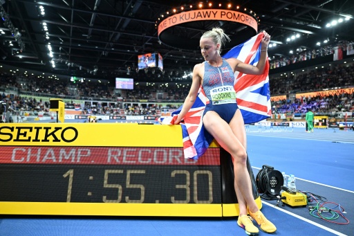 Keely Hodgkinson has played down expectations of her breaking the decades old 800 metres world record in the London Diamond League meet — Kirill KUDRYAVTSEV / AFP
