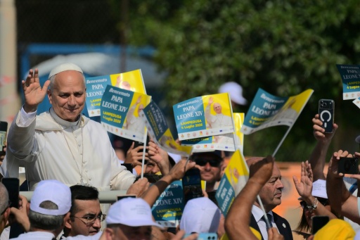 The pope drew crowds as he arrived to celebrate mass