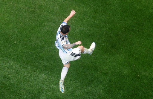 La superstar Lionel Messi fête son but, celui de l'égalisation de l'Argentine face à l'Egypte, le 7 juillet 2026 à Atlanta, en Géorgie — Dan Mullan
