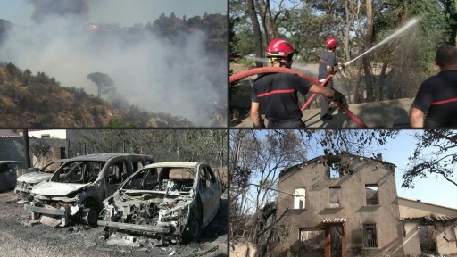 Incendie dans les Pyrénées-Orientales : images de dégâts et de pompiers mobilisés
