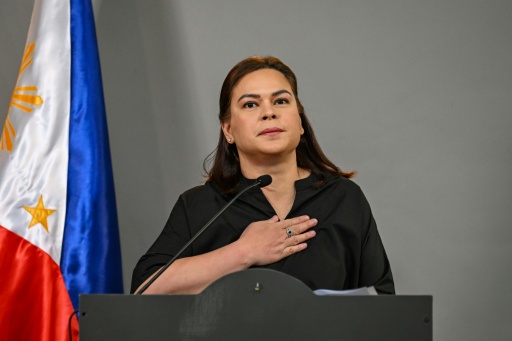 La vice-présidente des Philippines, Sara Duterte, annonce son intention de se présenter à l'élection présidentielle de 2028 lors d'une conférence de presse qui s'est tenue à Mandaluyong, dans la région métropolitaine de Manille, aux Philippines, le 18 février 2026