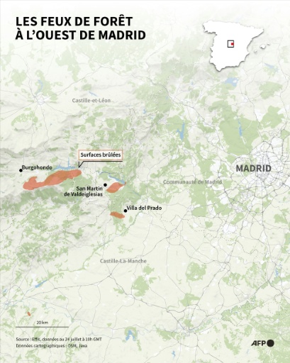 Les feux de forêt à l'ouest de Madrid — Guillermo RIVAS PACHECO, Sherine ELSAYARY / AFP