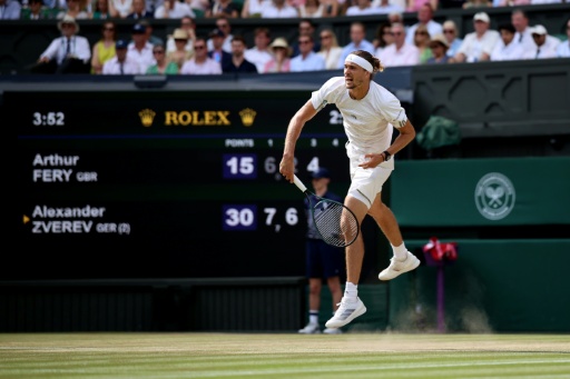 L'Allemand Alexander Zverev lors de sa victoire en demi-finale contre le Britannique Arthur Féry à Wimbledon le 10 juillet 2026