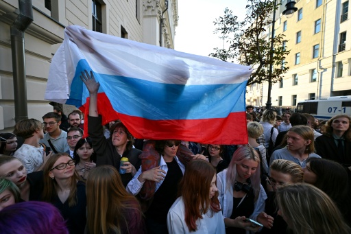 Manifestation en faveur du parti antiguerre Iabloko, le 10 août 2026 à Moscou — Igor IVANKO / AFP