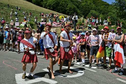 Spectators came out in costume to cheer on the Tour de France riders on the Allpine climbs — Jeff PACHOUD / AFP