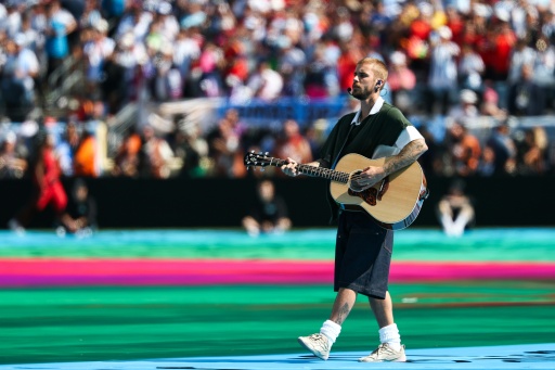 Justin Bieber actúa en el descanso de la final del Mundial de fútbol entre España y Argentina, en el New York/New Jersey Stadium de East Rutherford el 19 de julio de 2026 — FRANCK FIFE / AFP