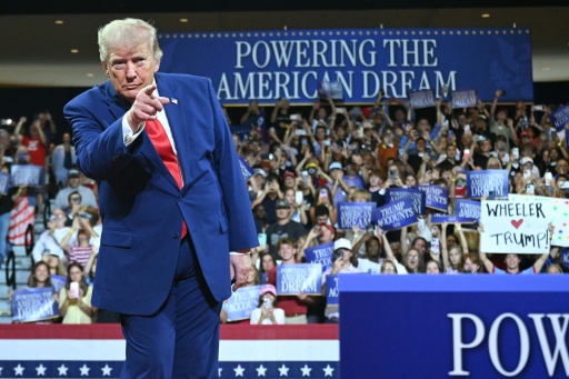US President Donald Trump holds remarks at Wheeler High School
