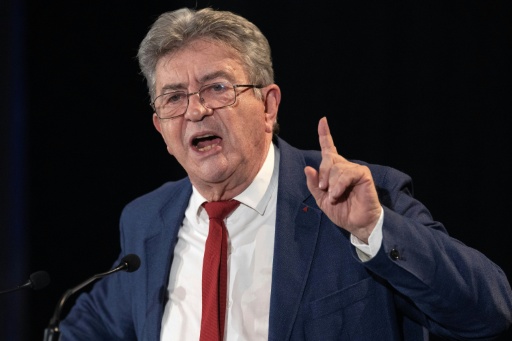 Le candidat LFI à la présidentielle, Jean-Luc Mélenchon, lors d'un meeting à Paimpont, le 14 juillet 2026 en Ille-et-Vilaine — Fred TANNEAU / AFP