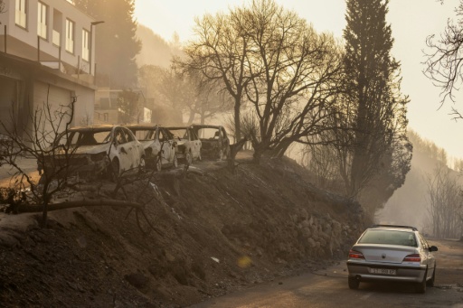 Un incendie a touché des zones résidentielles, à Omis, en Croatie, le 14 août 2026 — MIROSLAV LELAS / AFP