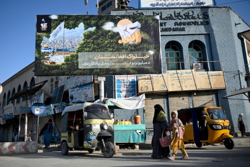 Billboards celebrating 'independent Afghanistan' have been put up in cities including southern Kandahar — Sanaullah SEIAM / AFP