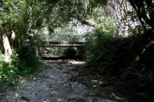 La rivière La Nouère à sec à Linars, en Charente; le 20 juillet 2026 — ROMAIN PERROCHEAU / AFP
