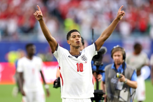 El internacional inglés Jude Bellingham celebra el triunfo 2-1 sobre Noruega en cuartos del Mundial, el 11 de julio de 2026 en el Estadio Miami — Dan Mullan