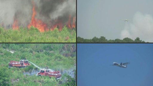 French firefighters said they were on the offensive in the Gironde — Florian PLAUCHEUR / AFP