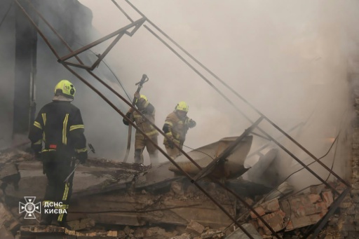 Ukraine posted videos of emergency teams working in the smoke and rubble of ruined buildings