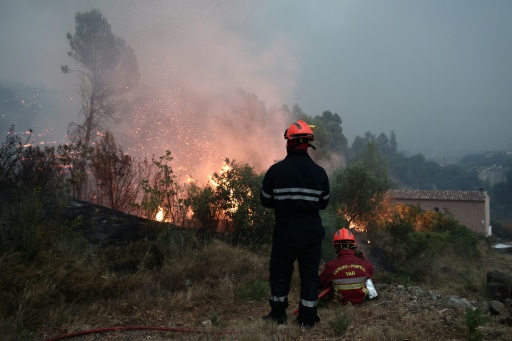 Des pompiers luttent contre un incendie de forêt sur la commune varoise de Montfort-sur-Argens, le 31 juillet 2026 — Thibaud MORITZ / AFP