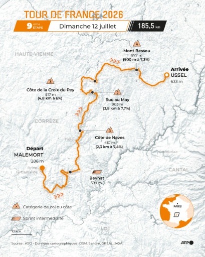 Tour de France: une 9e étape accidentée mais raccourcie en raison de la canicule
