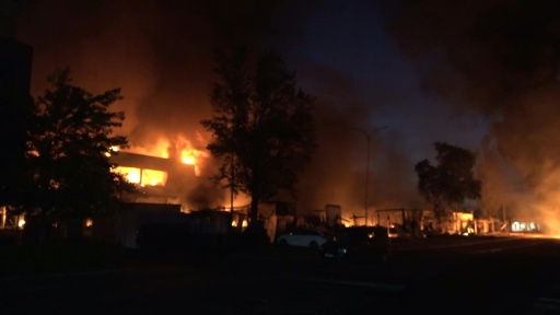 Buildings on fire after deadly Russian barrage on Kyiv