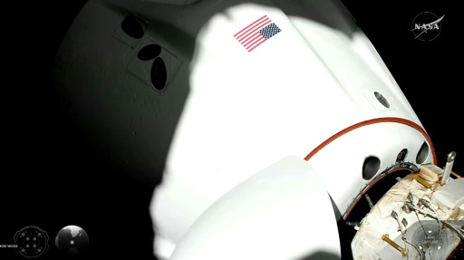 Image tirée d'une diffusion en direct de Nasa montrant l'équipage Crew-12 s'approchant de la Station spatiale internationale (ISS), le 14 février 2026 — HANDOUT / AFP