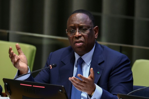 L'ancien président sénégalais Macky Sall au siège de l'ONU à New York, le 22 avril 2026 — CHARLY TRIBALLEAU / AFP