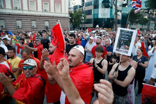 Thousands of Albanians march against Trump-linked resort
