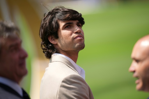 Le joueur de tennis espagnol Carlos Alcaraz avant la finale de la Coupe du monde 2026 opposant l'Espagne à l'Argentine, le 19 juillet 2026, à East Rutherford (New Jersey) — Andrew Harnik