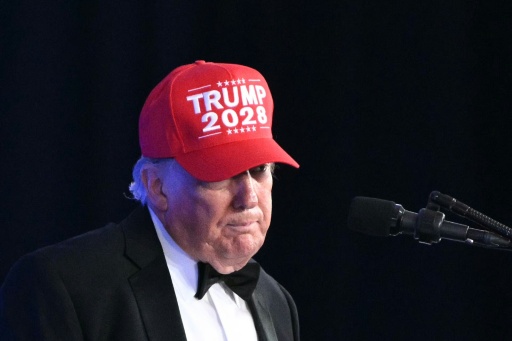US President Donald Trump lashed out at fake news and joked about running for another term while wearing a "Trump 2028" hat the 2026 White House Correspondents' Association dinner at the Waldorf Astoria in Washington — Mandel NGAN / AFP