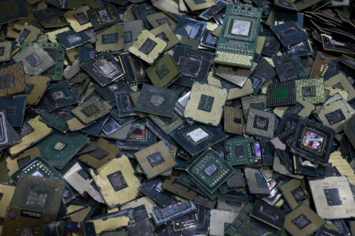 Electronic components awaiting recycling at the Royal Mint in Llantrisant, Wales — Darren Staples / AFP