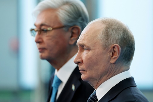 Tokayev told Putin the Ukraine war should end as the pair met for a Russia-Kazakh summit — Vyacheslav PROKOFYEV / AFP