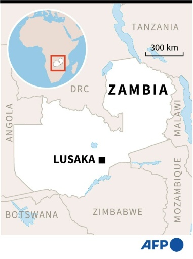 Map of Zambia locating the capital Lusaka — Jonathan WALTER, Sophie RAMIS / AFP