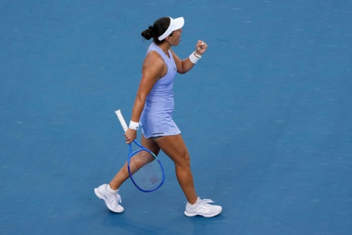 World number three Jessica Pegula celebrates after beating defending champion Iga Swiatek in the ATP-WTA Cincinnat Masters semi-finals — Dylan Buell