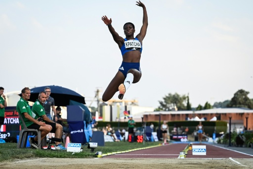 Hilary Kpatcha, championne de France de la longueur, le 24 juillet 2026 à Albi — Matthieu RONDEL / AFP