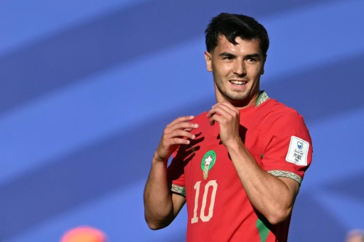 El mediocampista marroquí Brahim Díaz en el partido del Grupo C del Mundial ante Brasil en el MetLife Stadium en East Rutherford, Nueva Jersey, el 13 de junio de 2026