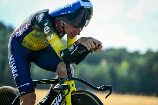 La Française Pauline Ferrand-Prévot, tenante du titre dans le Tour de France Femmes, lors du contre-la-montre de la 4e étape entre Gevrey-Chambertin et Dijon, le 4 août 2026 — NICOLAS TUCAT / AFP