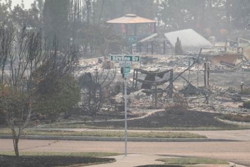 Des habitations détruites par les flammes à Spokane, dans l'Etat de Washington, le 2 août 2026 — Erick Doxey / AFP