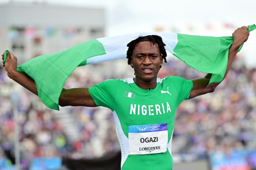 Nigeria's Samuel Ogazi said he wants to become the "greatest athlete ever" after winning 400m gold — ANDY BUCHANAN / AFP