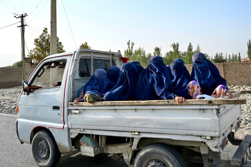 In Burkas auf dem Laster