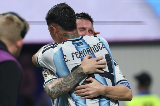 Argentina forward Lionel Messi is reduced to tears after the holders' epic 3-2 defeat of Egypt