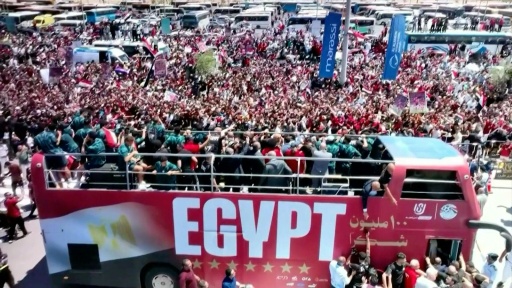 Los egipcios celebran a los "Faraones" a su regreso del Mundial