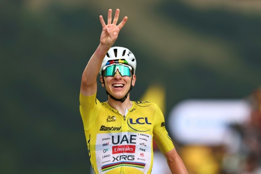 Race leader Tadej Pogacar won his fourth stage of the 113th edition of the Tour de France — Anne-Christine POUJOULAT / AFP