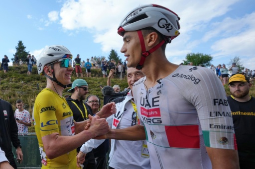 Tadej Pogacar (L) and Mexican Isaac Del Toro (R) produced a UAE one-two for the second time on the Tour — Thibault Camus / AFP