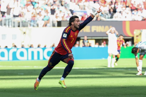 El delantero español Ferran Torres celebra el gol de la victoria en la final del Mundial de fútbol contra Argentina, en East Rutherford, afueras de Nueva York, el 19 de julio de 2026 — FRANCK FIFE / AFP