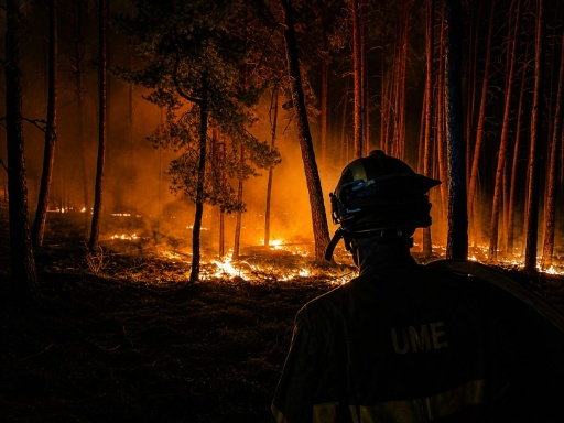 A La Mierla, près de Guadalajara, à une centaine de kilomètres de Madrid. Photo transmise le 21 juillet 2026 par l'Unité militaire d'urgence (UME) espagnole — Handout / AFP